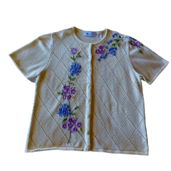 ALFRED DUNNER Embroidered Knit Cardigan, size L - Picture 3 of 15